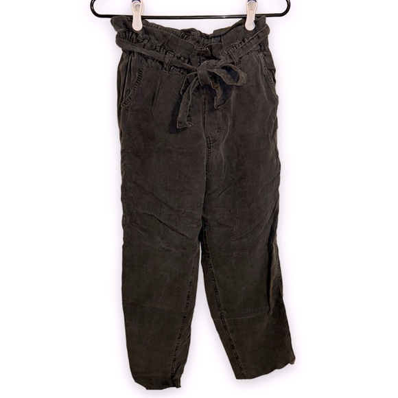 Aerie Faded Black Paperbag Tie Waist Pants - Picture 2 of 7